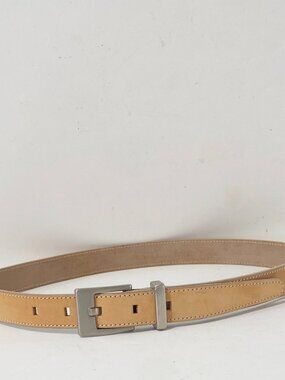 Ann Taylor Belt Womens Tan Suede  Leather Italy Made Brushed Nickel Buckle NOS